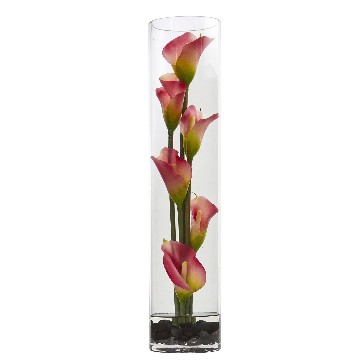 18” Mini Cally Lily Artificial Arrangement in Cylinder Glass