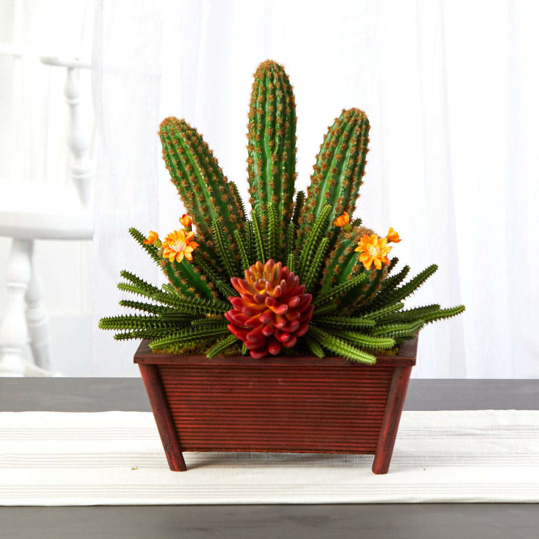 artificial outdoor cactus and succulents 18” Mixed Cactus Succulent Artificial Plant in Planter