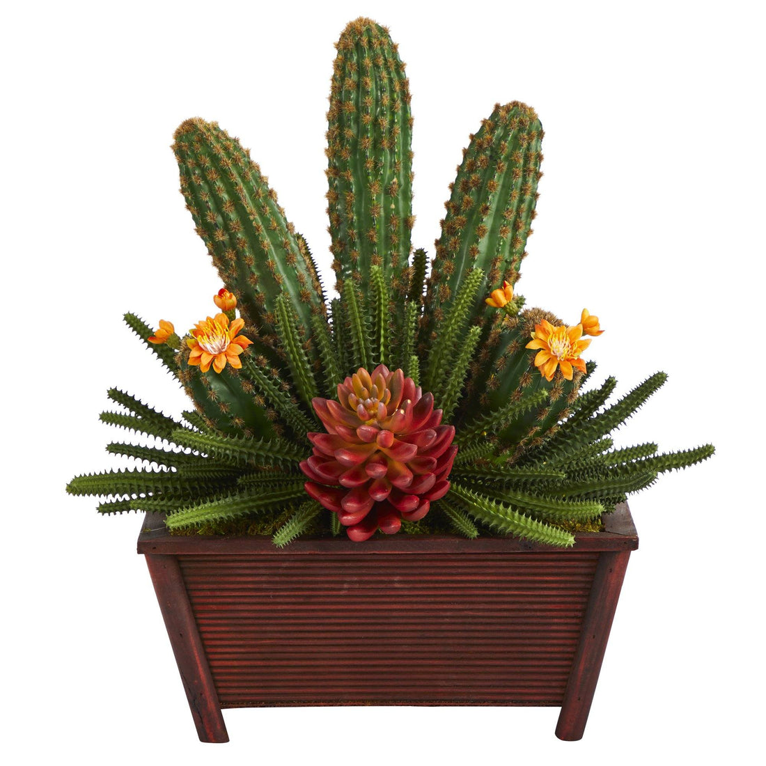 fake plants succulents 18” Mixed Cactus Succulent Artificial Plant in Planter