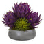 18” Musella and Succulent Arrangement in Gray Garden Vase