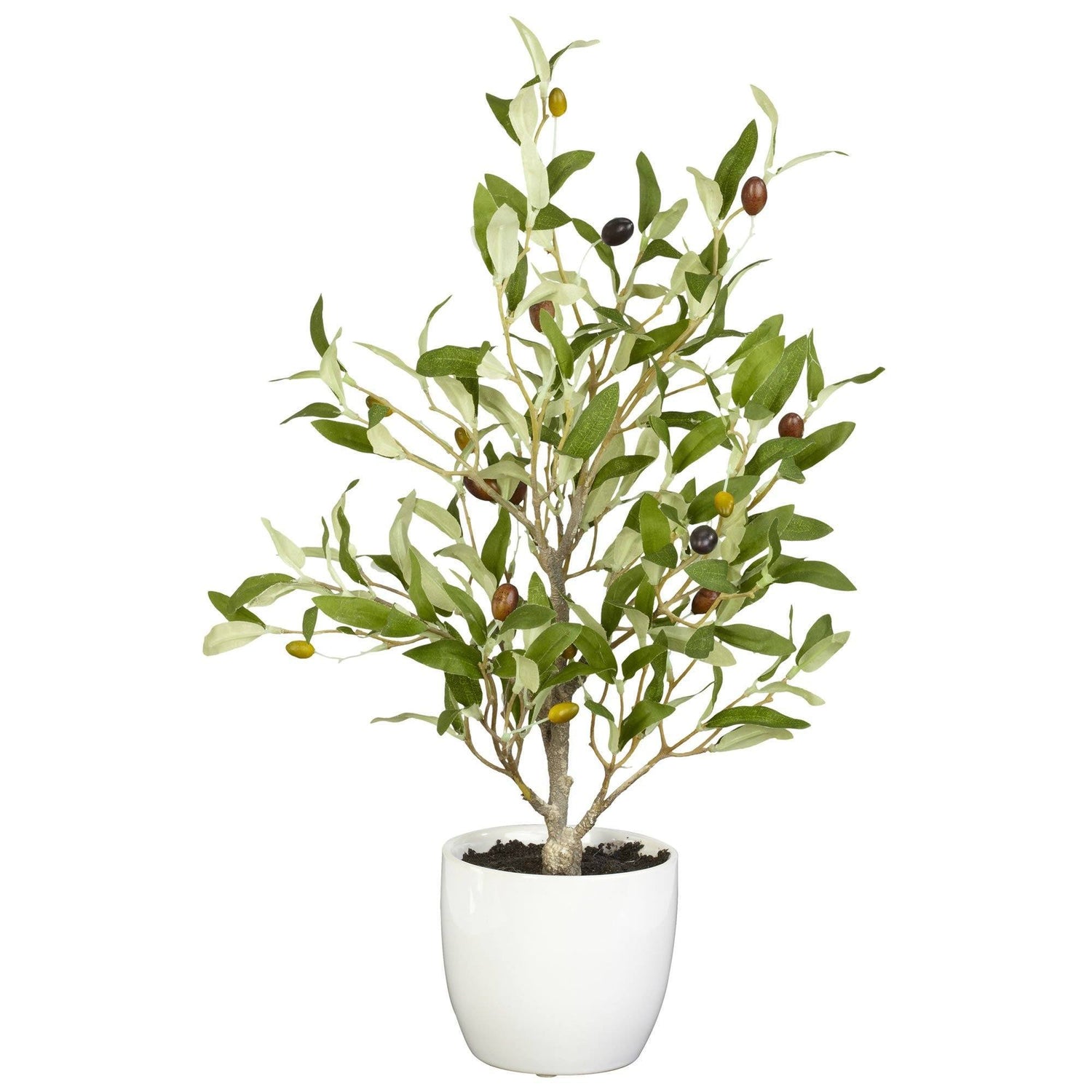 18" Olive Silk Tree w/Vase (Set of 2)"