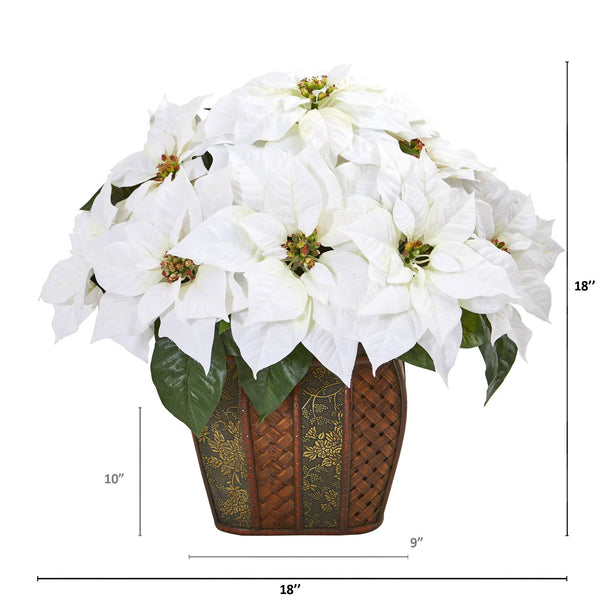 18” Poinsettia Artificial Arrangement in Decorative Planter