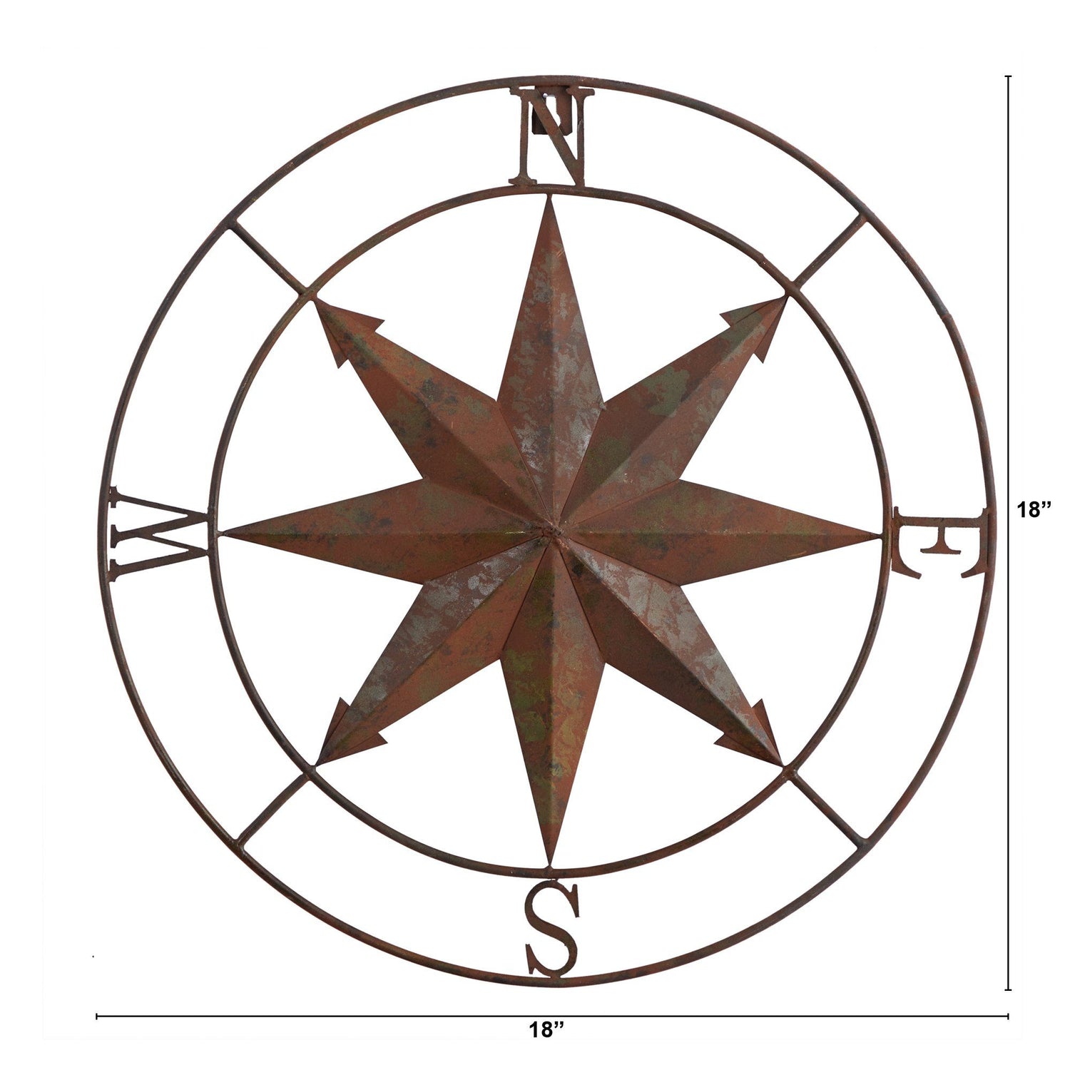 18” Rustic Nautical Metal Compass Wall Art Decor
