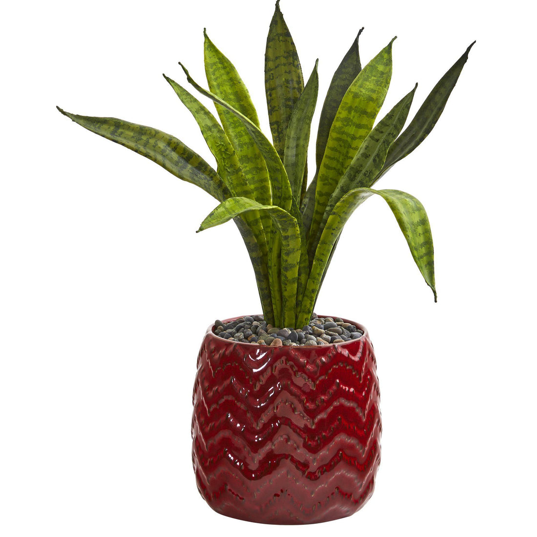 red sansevieria plant 18” Sansevieria Artificial Plant in Red Planter