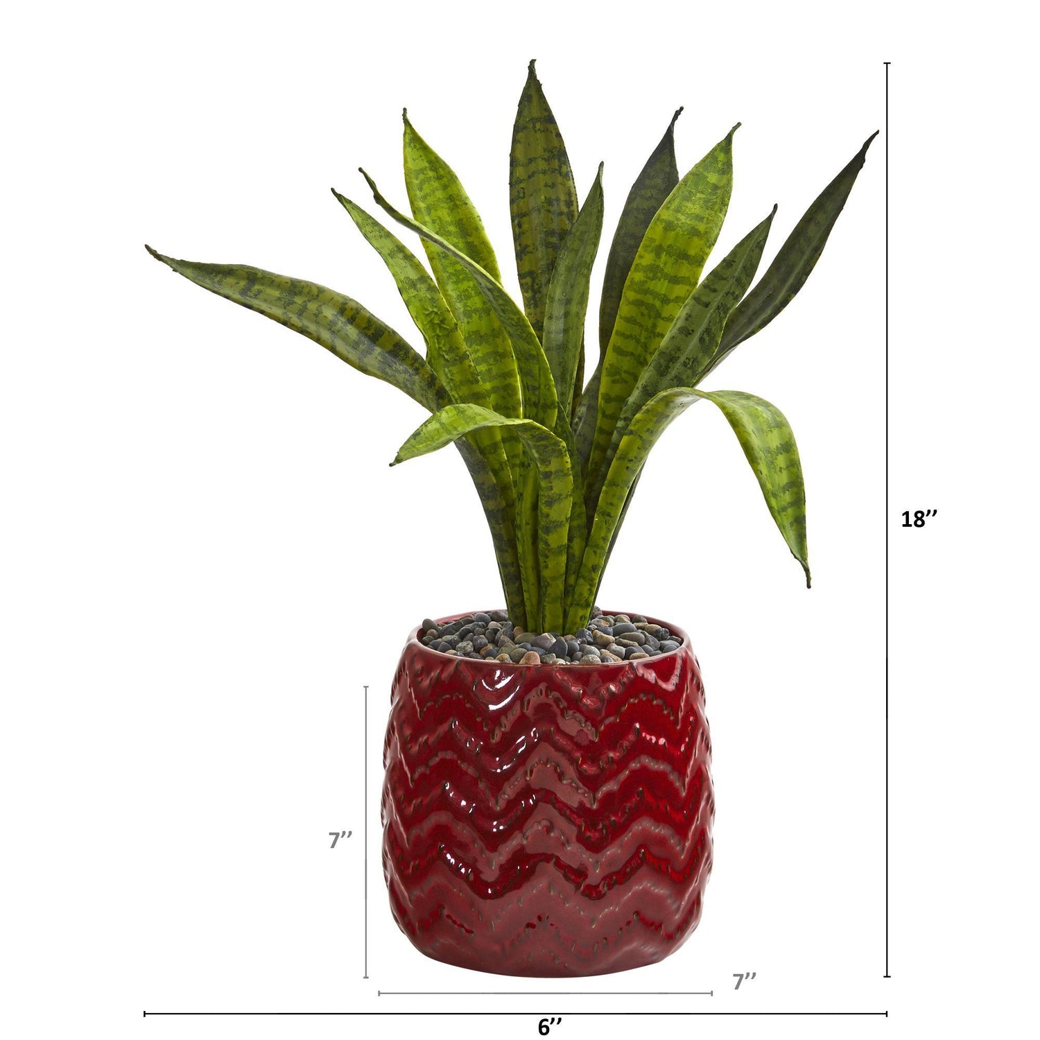 18” Sansevieria Artificial Plant in Red Planter