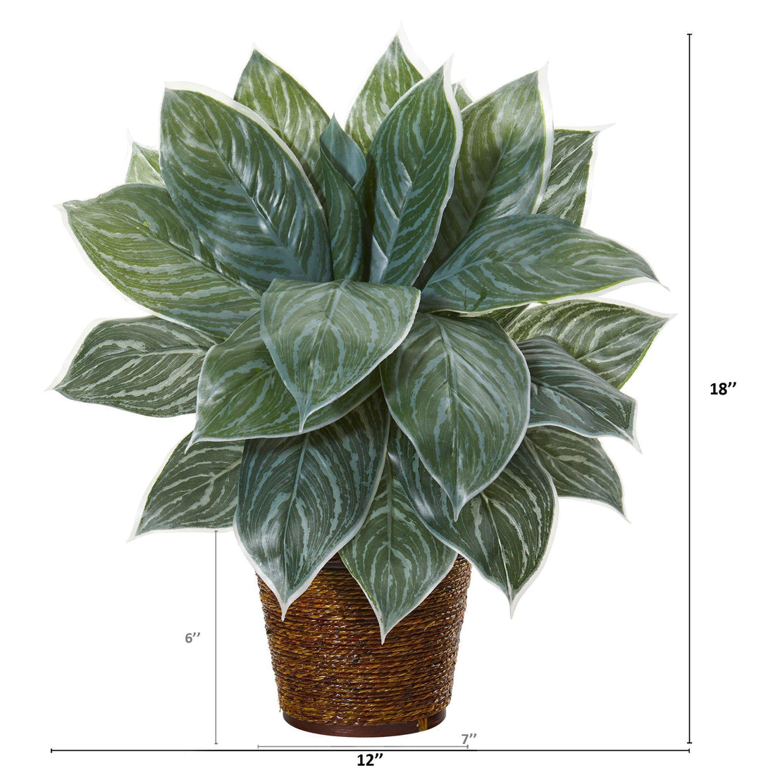 aglaonema annual or perennial 18” Silver Aglonema Artificial Plant in Basket (Real Touch)