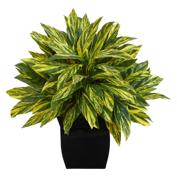 18” Tradescantia Artificial Plant in Black Metal Planter (Real Touch)