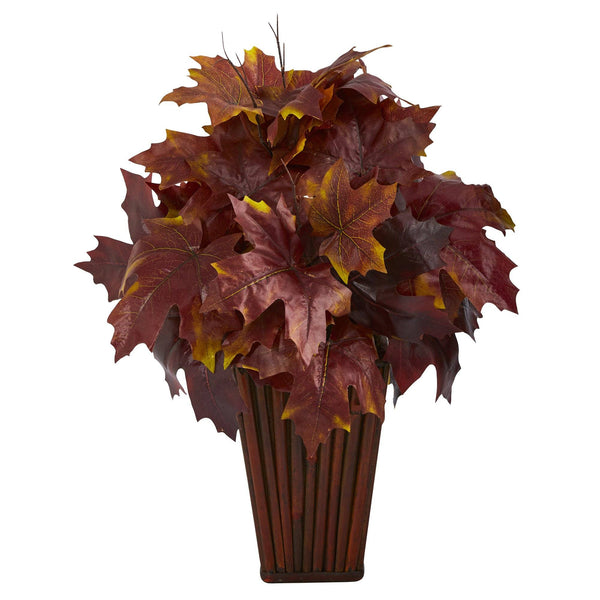19” Autumn Maple Leaf Artificial Plant in Decorative Planter