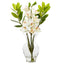 19” Cymbidium Orchid and Faux Zamioculcas Artificial Arrangement