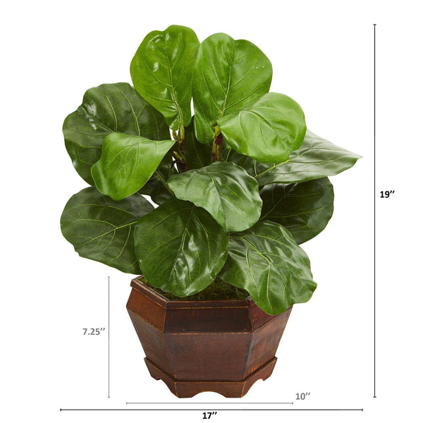 19” Fiddle Leaf Artificial Plant in Decorative Planter