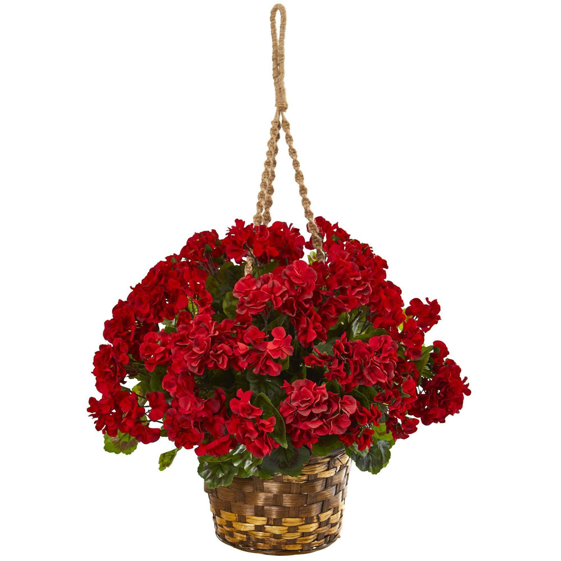 Nearly Natural Geranium Hanging Basket Artificial Plant UV Resistant (Indoor/Outdoor) (White)