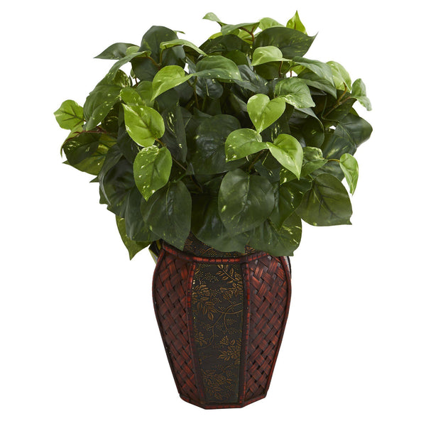 19" Pothos Artificial Plant in Decorative Planter"