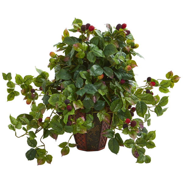 19" Raspberry Artificial Plant in Decorative Planter"