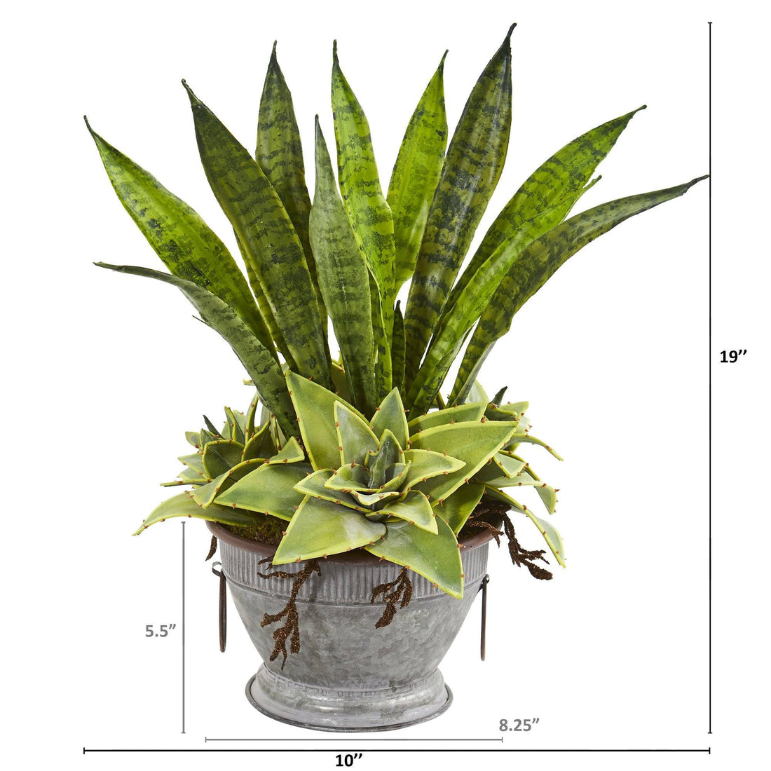 sansevieria a succulent 19” Sansevieria and Succulent Artificial Plant in Metal Bowl