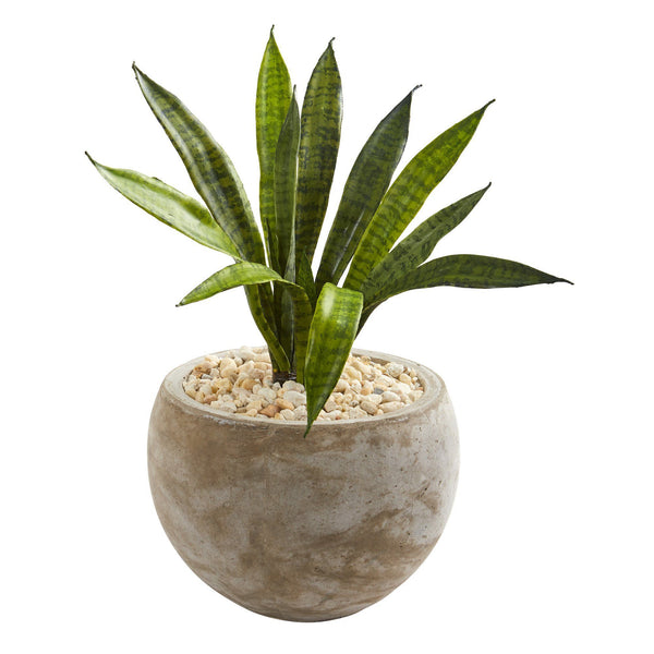 19” Sansevieria Artificial Plant in Sand Colored Planter
