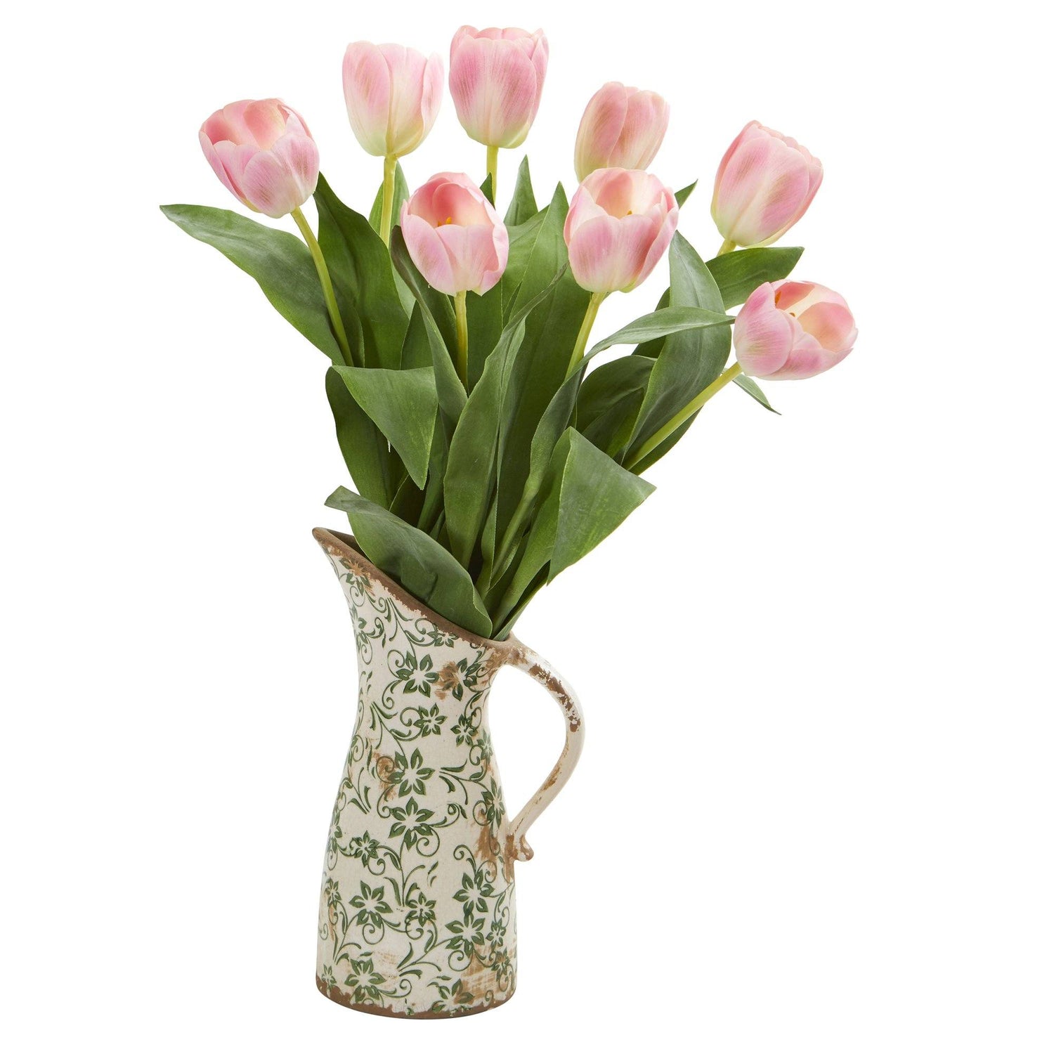19” Tulip Artificial Arrangement in Floral Pitcher