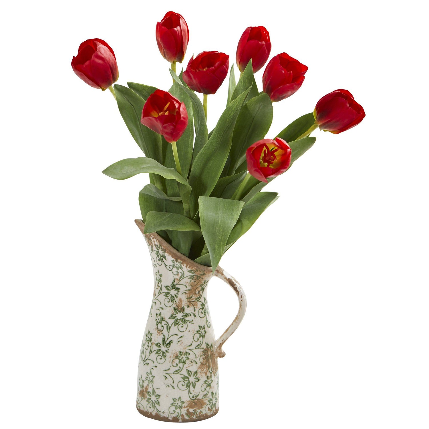 19” Tulip Artificial Arrangement in Floral Pitcher