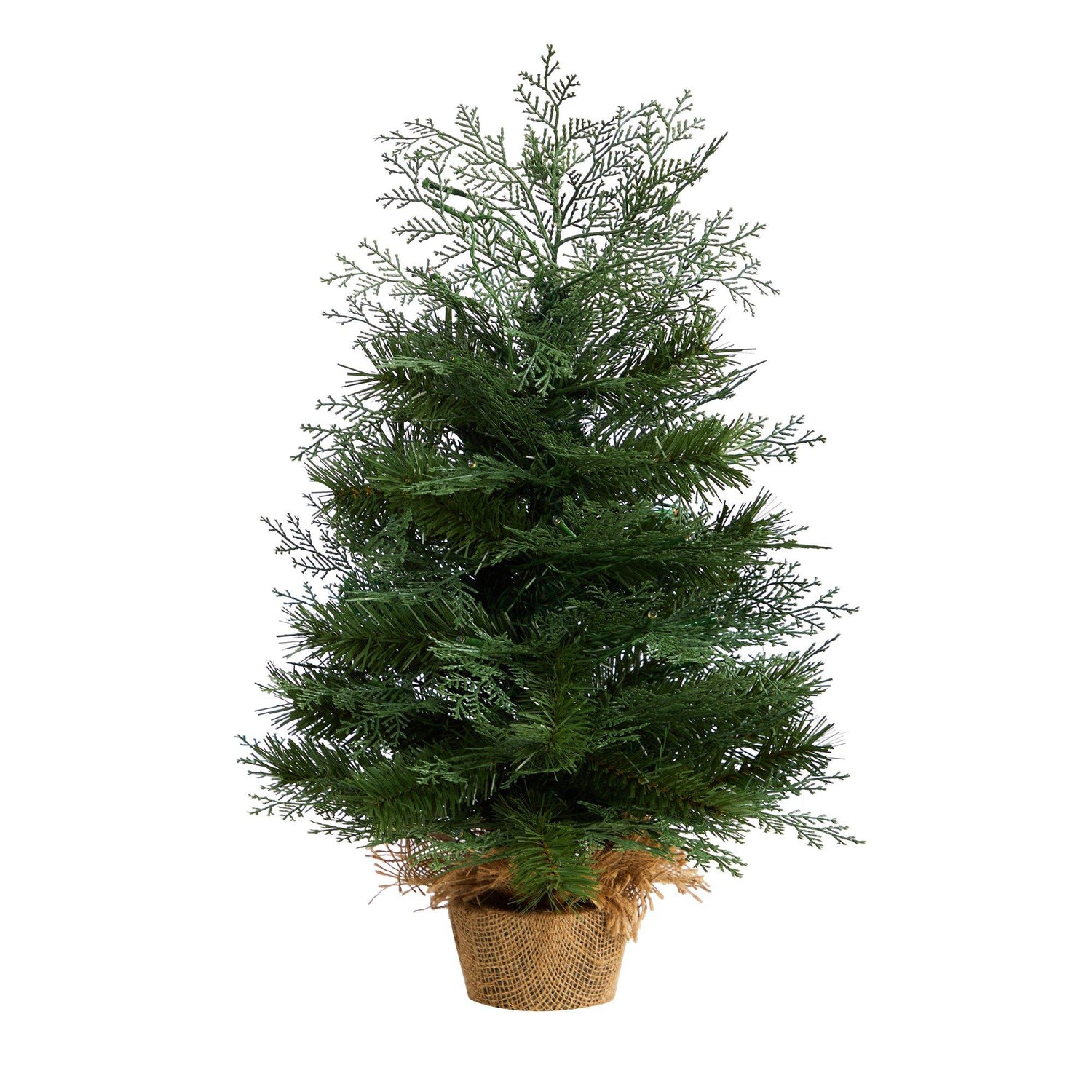 2’ Artificial Christmas Tree in Burlap Base with 35 Warm White LED Lights