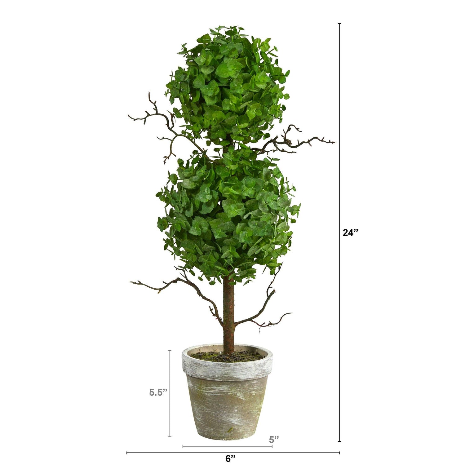 2’ Eucalyptus Double Ball Topiary Artificial Tree