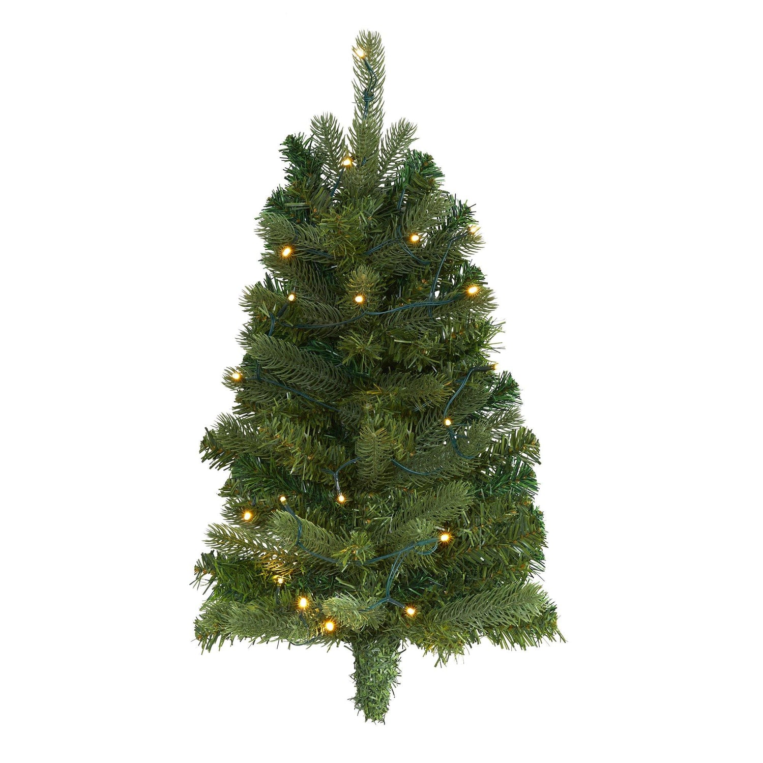 2' Flat Back Wall Hanging Artificial Christmas Tree with 20 Clear LED Lights