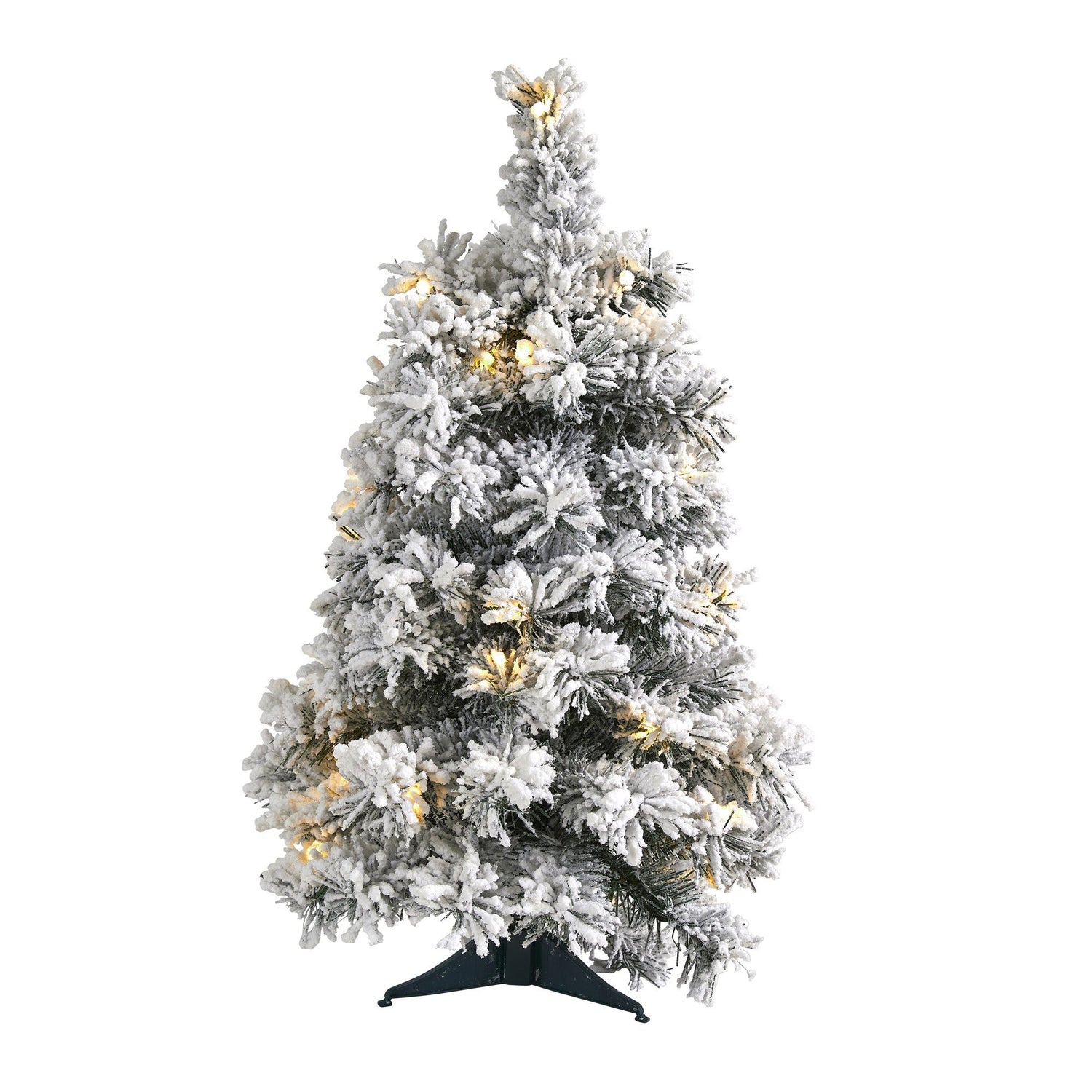 2’ Flocked Artificial Christmas Tree with 30 Clear LED Lights