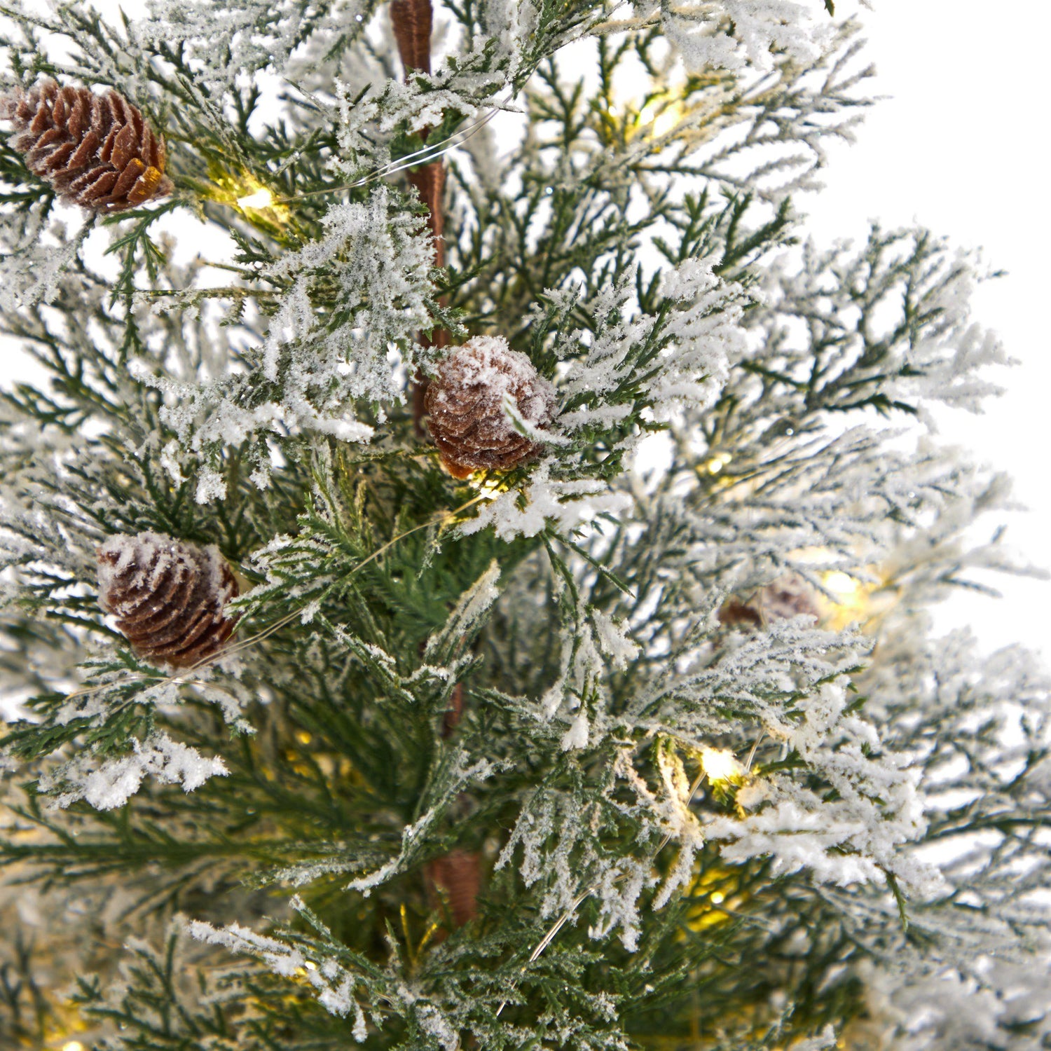 2’ Frosted Pre-Lit Artificial Christmas Tree with Pinecones in Decorative Planter