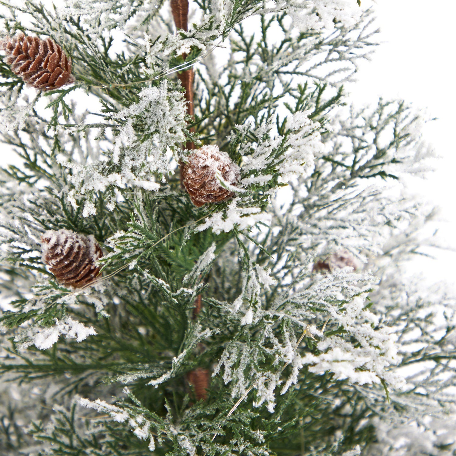 2’ Frosted Pre-Lit Artificial Christmas Tree with Pinecones in Decorative Planter