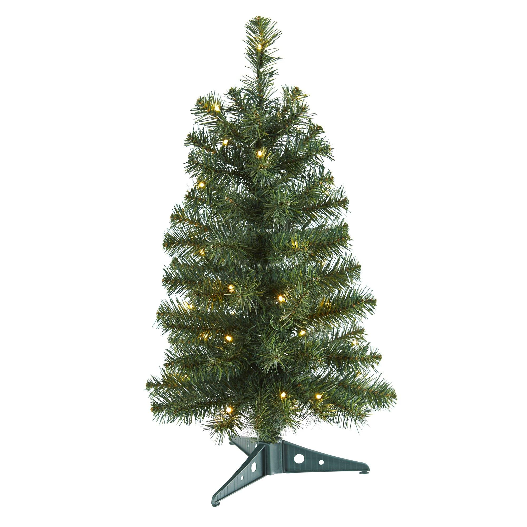 2’ Green Artificial Christmas Tree with 35 LED Lights and 72 Bendable