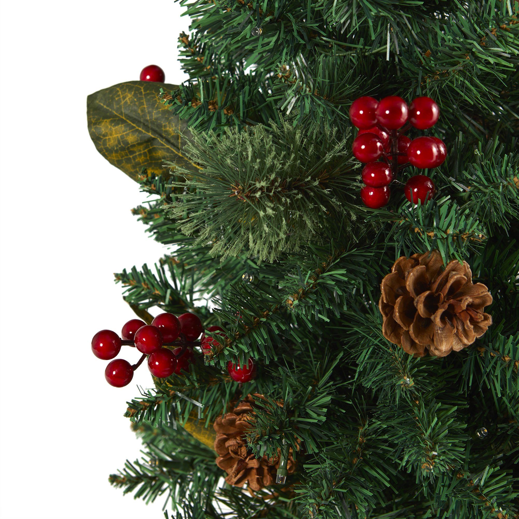 2’ Pine, Pinecone and Berries Artificial Christmas Tree with 35 LED ...