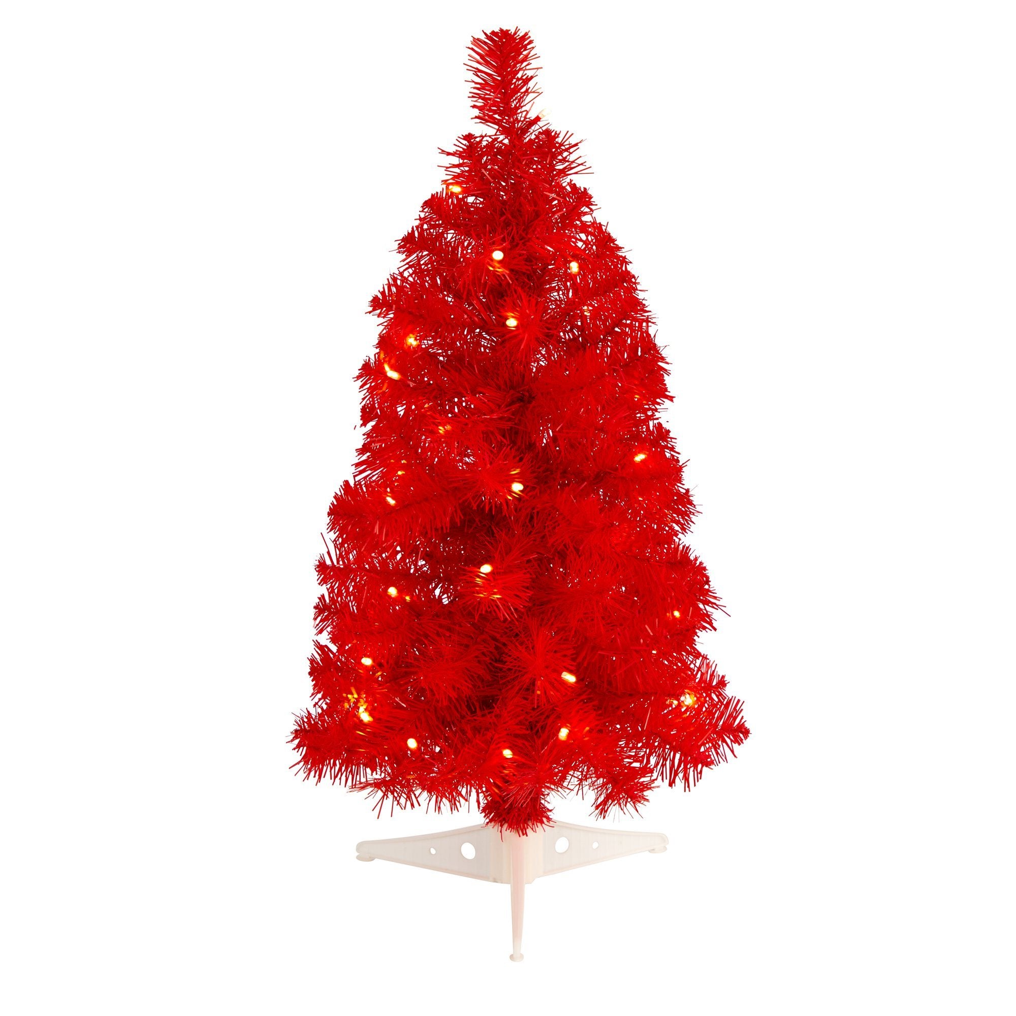 2' Red Artificial Christmas Tree with 35 LED Lights and 72