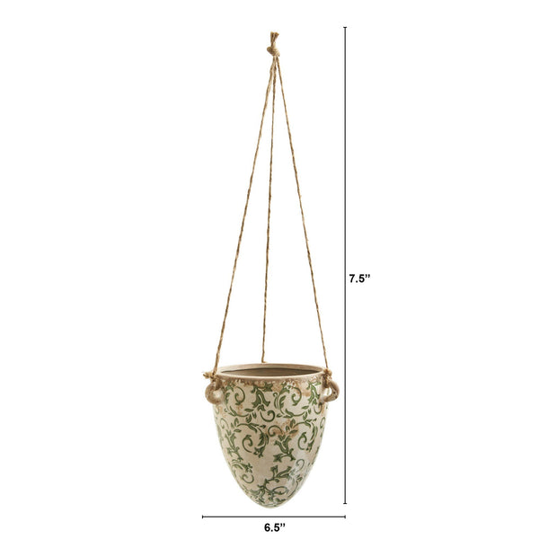 2’ Tuscan Hanging Ceramic Scroll Planter