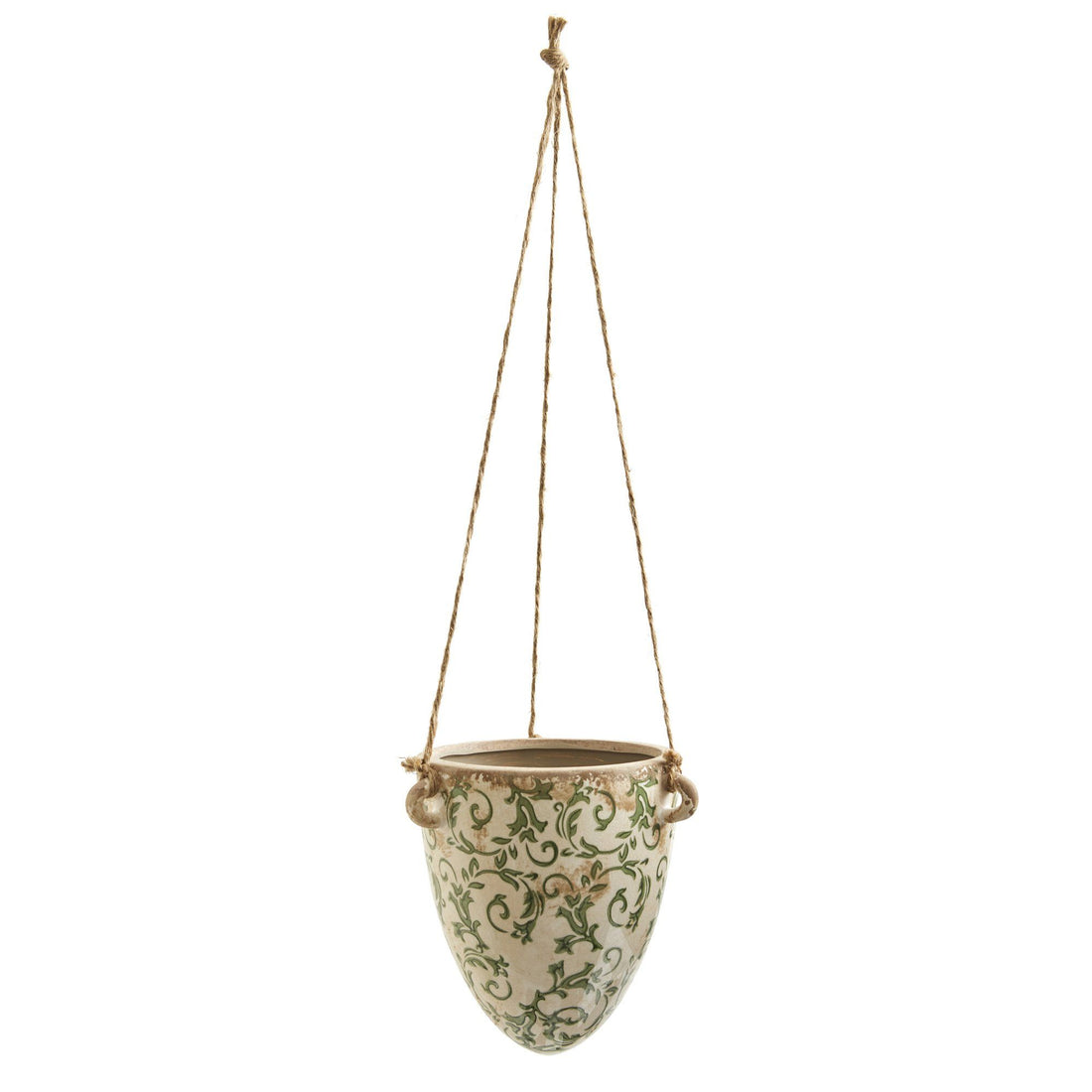 ceramic hanging plant 2' Tuscan Hanging Ceramic Scroll Planter
