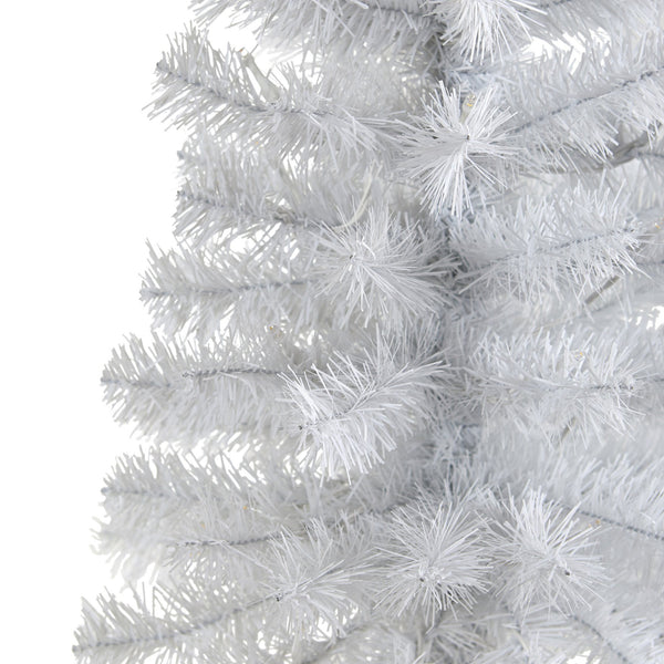 2’ White Artificial Christmas Tree with 35 LED Lights and 72 Bendable Branches