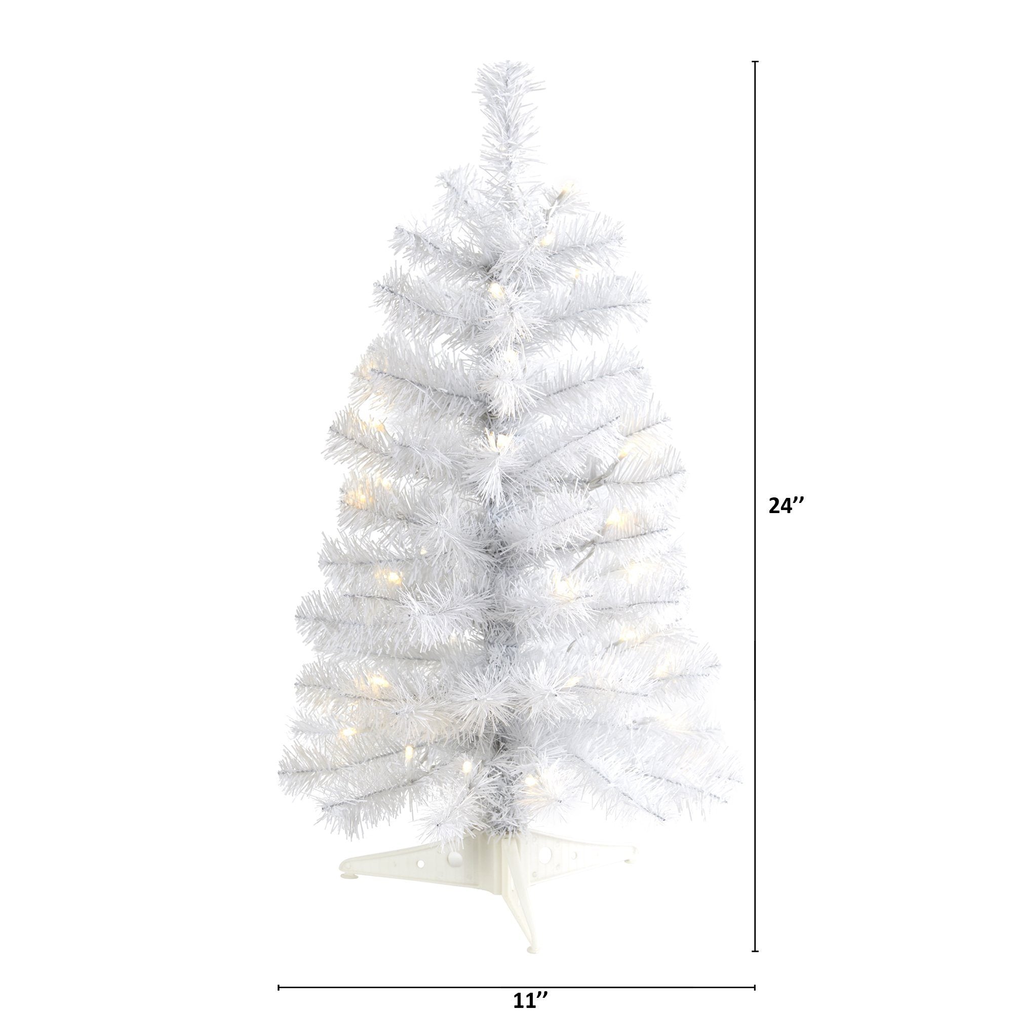 2' White Artificial Christmas Tree with 35 LED Lights and 72