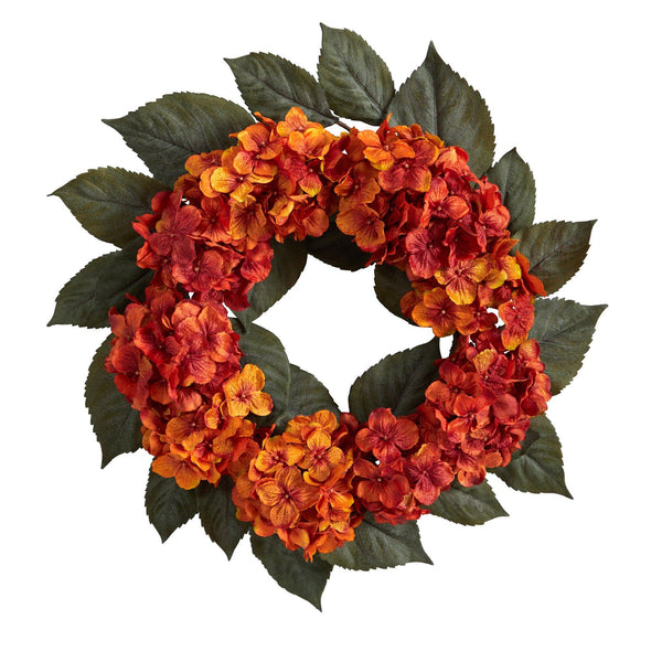 20” Autumn Hydrangea Artificial Wreath