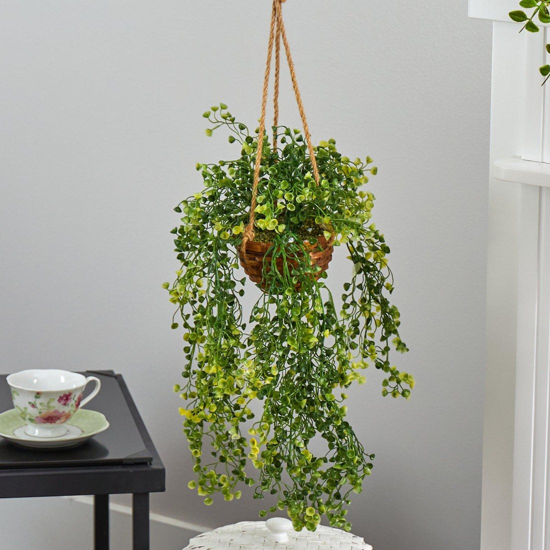 hanging basket plants fake 20” Baby Tear Artificial Plant in Hanging Basket
