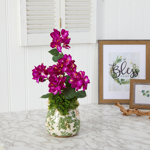 20” Bougainvillea Artificial Arrangement in Floral Vase