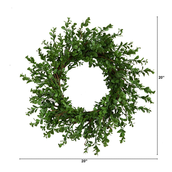 20” Boxwood Artificial Wreath