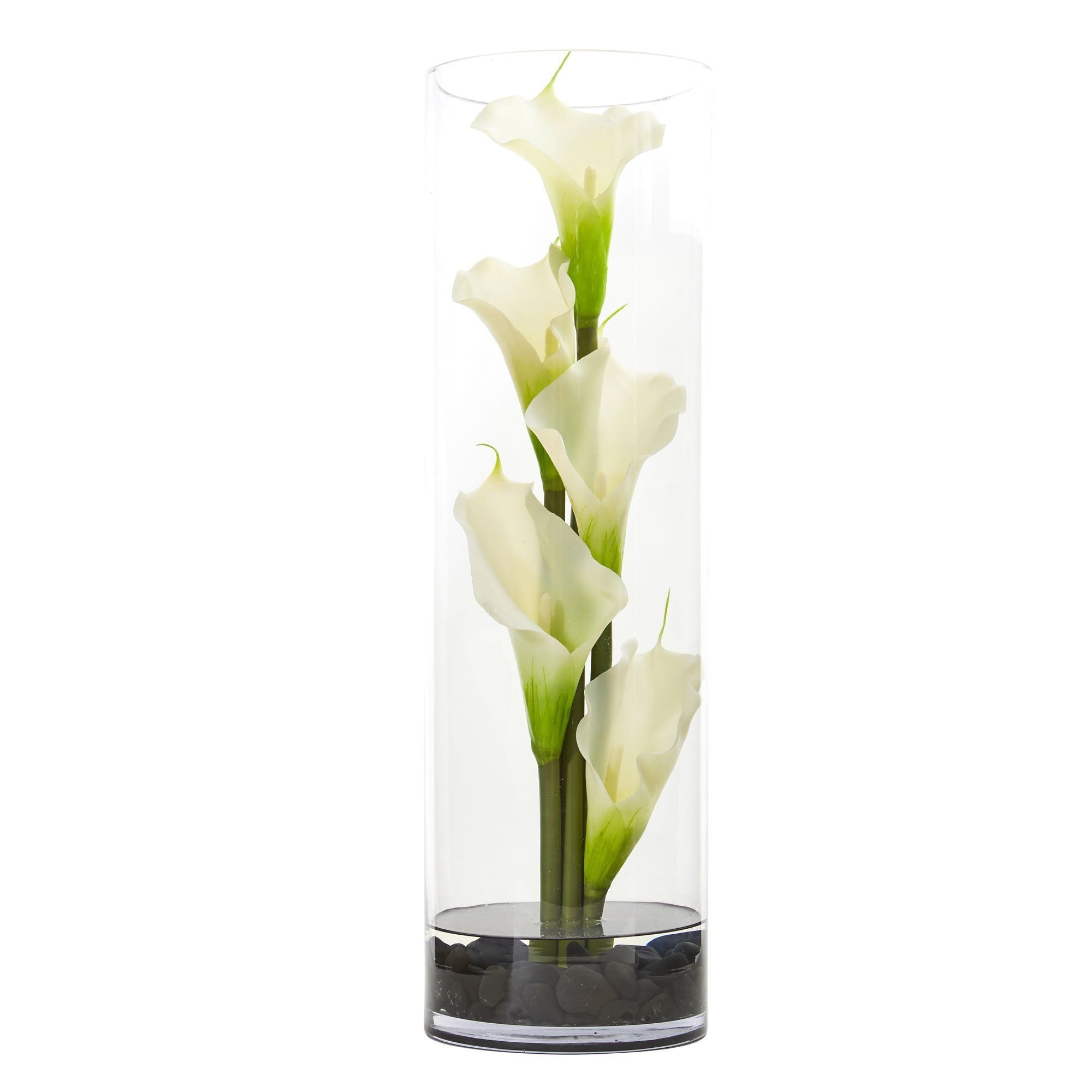 20” Calla Lily in Cylinder Glass | Nearly Natural