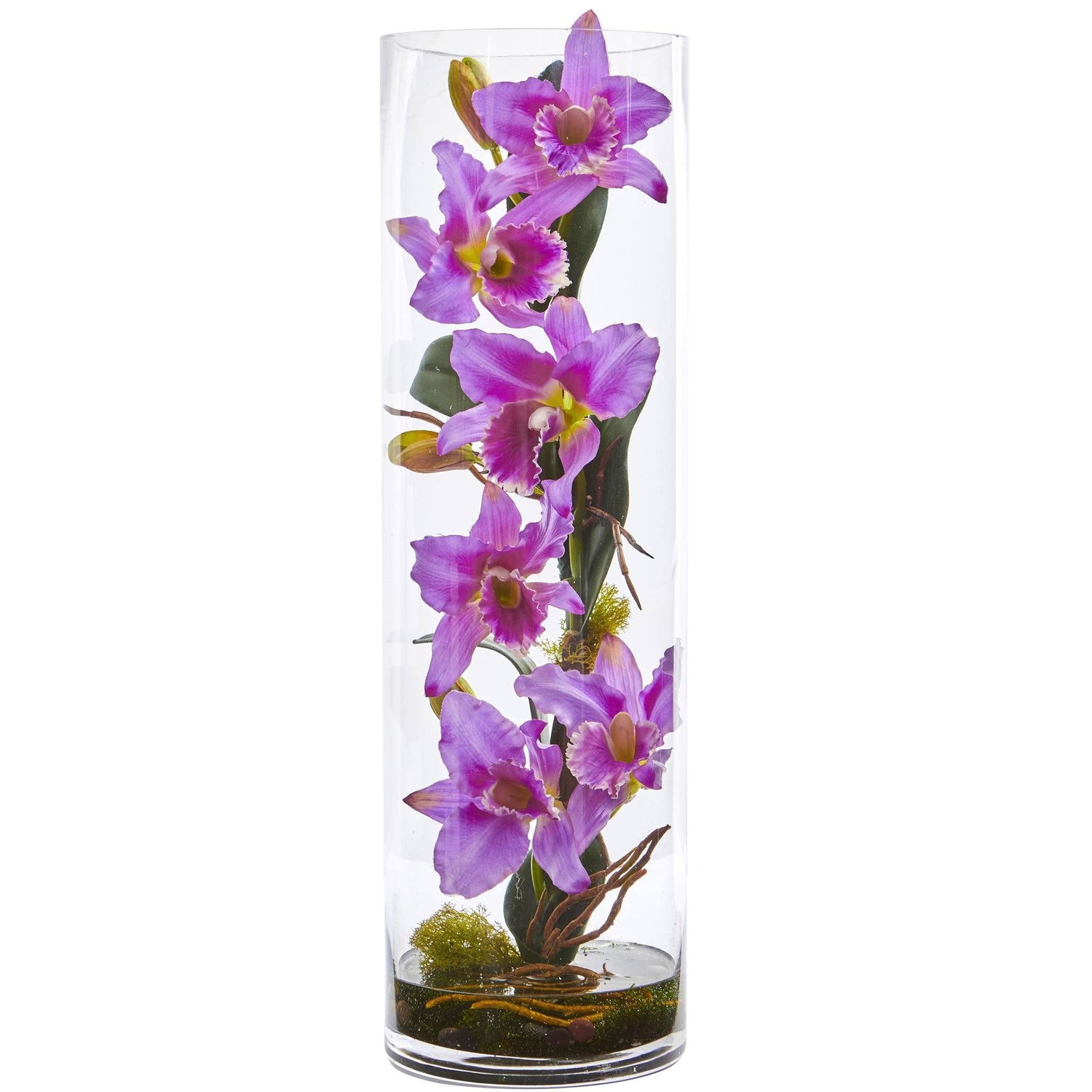 20’’ Cattleya Orchid Artificial Floral Arrangement in Cylinder Vase