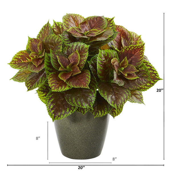 20” Coleus Artificial Plant in Green Planter (Real Touch)
