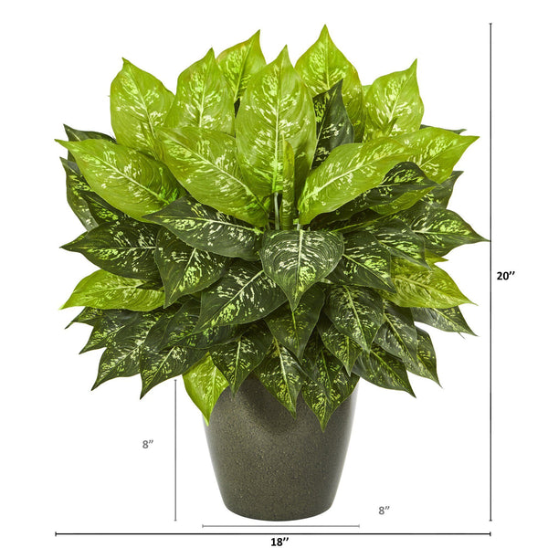 20” Dieffenbachia Artificial Plant in Green Planter