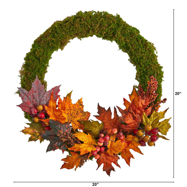 20” Fall Maple Leaf and Berries Artificial Autumn Wreath