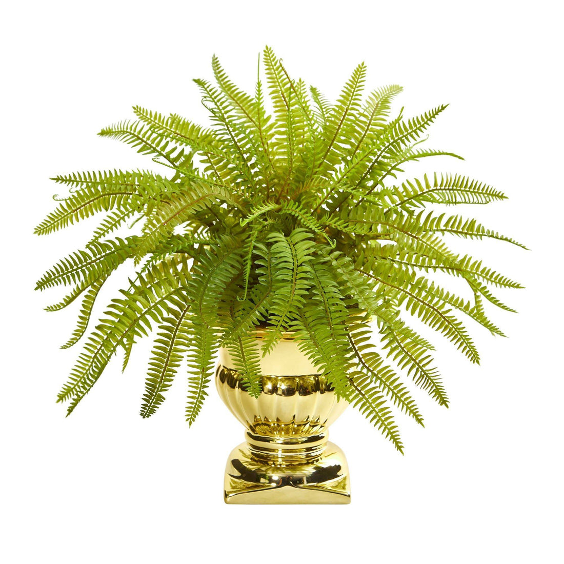 artificial plants in gold pot 20” Fern Artificial Plant in Gold Urn