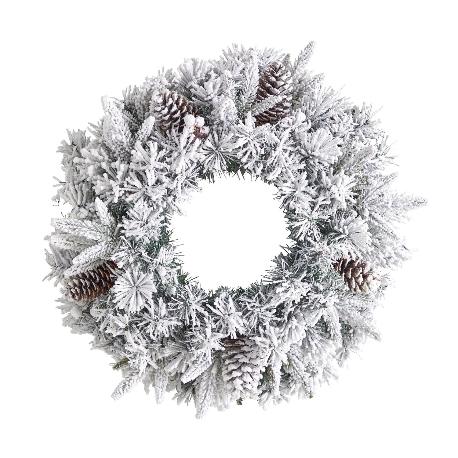20” Flocked Artificial Christmas Wreath with 35 Warm White LED Lights