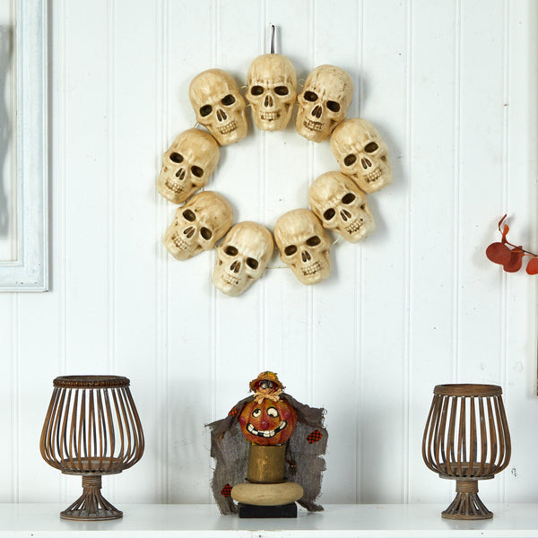 20” Halloween Skull Wreath with Lighted Eyes