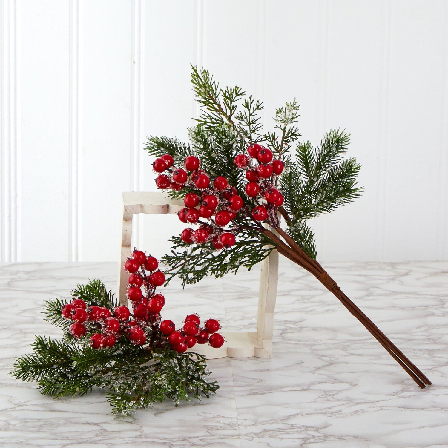 20” Iced Pine and Berries Artificial Plant (Set of 4)