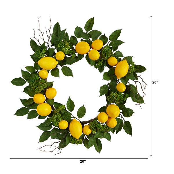 20” Lemon Artificial Wreath
