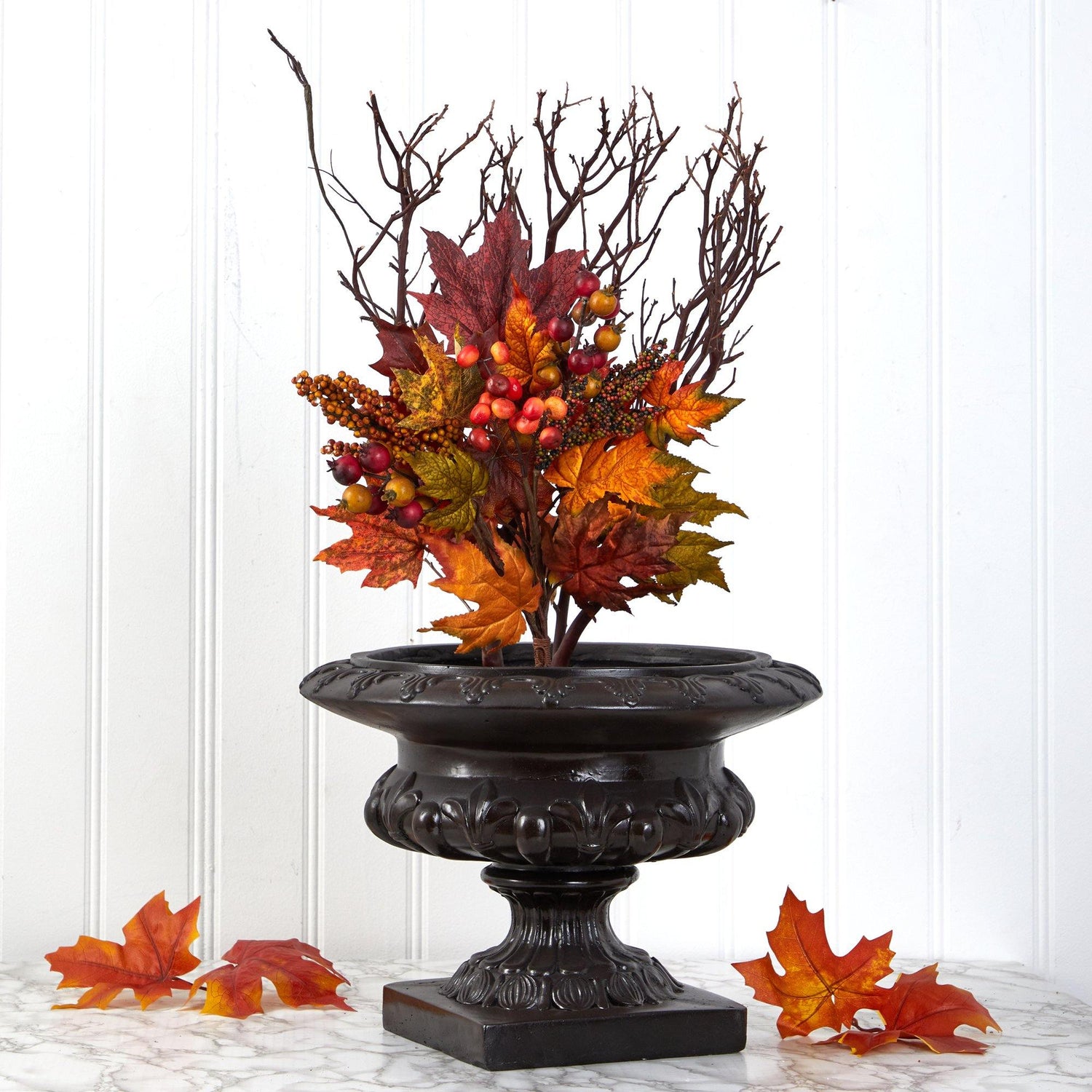 20” Maple Leaf and Berries Artificial Flower Bouquet (Set of 3)