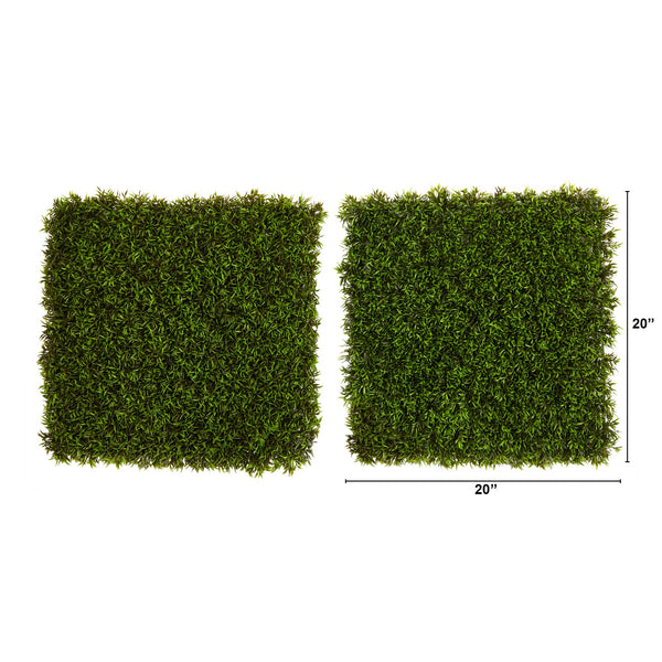 20” Mini Pordocarpus Artificial Wall Mat (Indoor/Outdoor) (Set of 2)